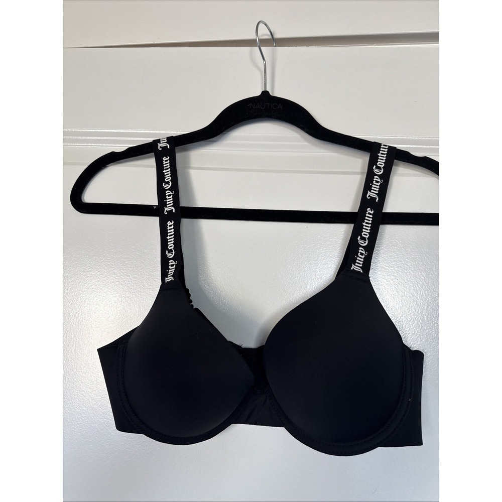 Juicy Couture Women's Bra 34C Black Push Up Padded Underwire Adjustable Strap